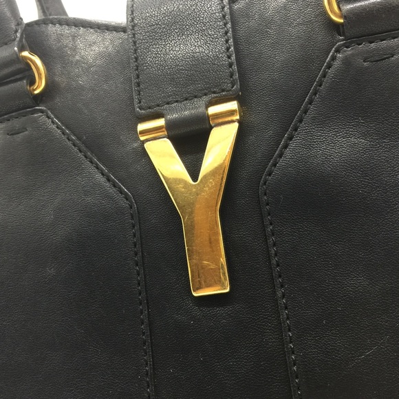 YSL Yves Saint Lauren Cabas Chyc Y Leather Handbag Tote Bag - Picture 7 of 16